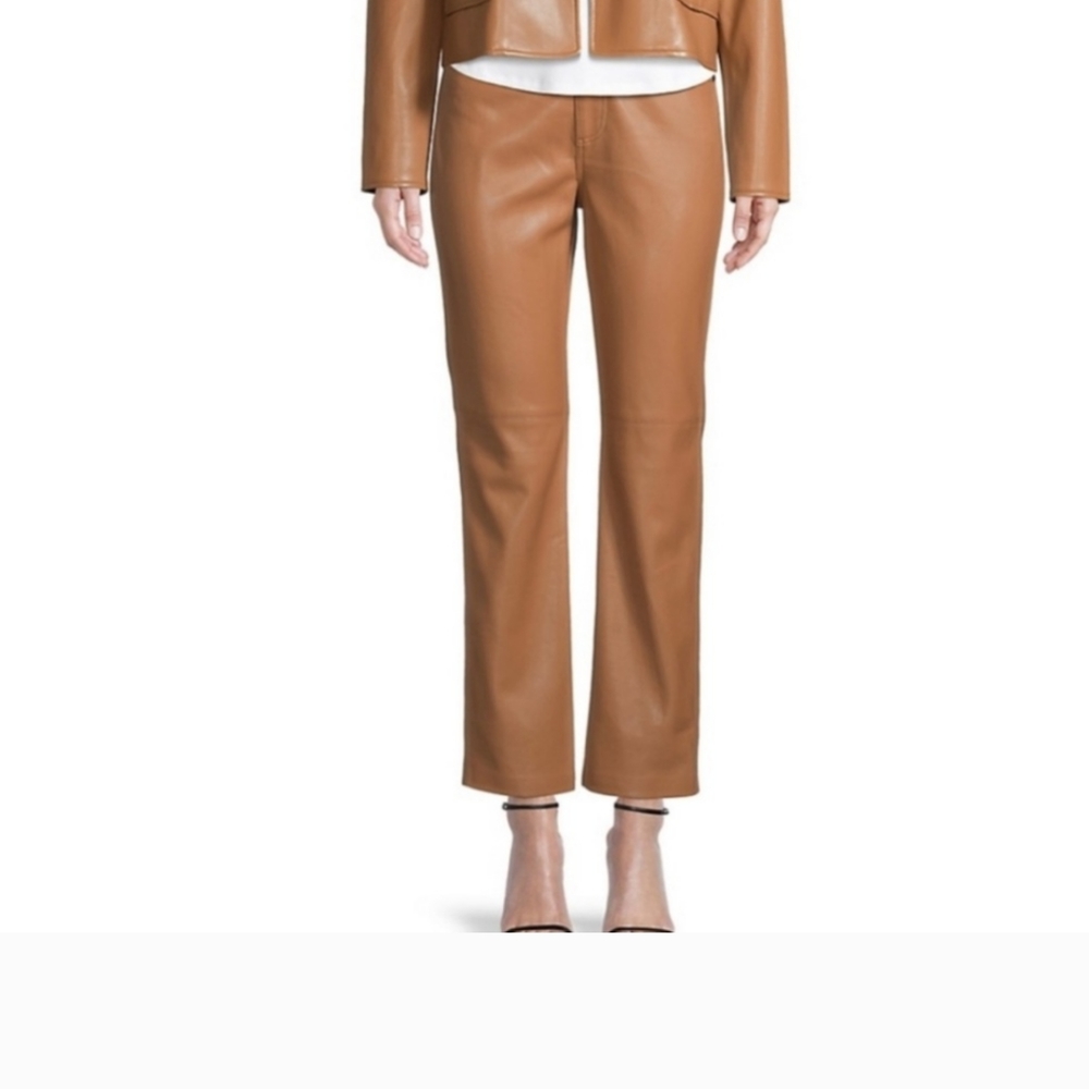 Elie Tahati faux leather pants cognac tan brown
